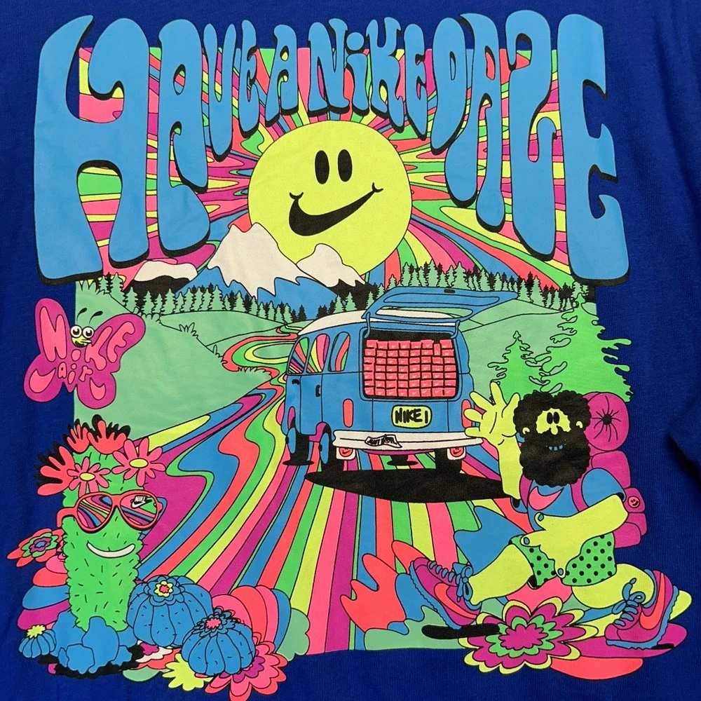 Nike Have A Nike Daze T Shirt Men's M TALL Long Sleeve Psychedelic Royal Blue - Picture 12 of 12